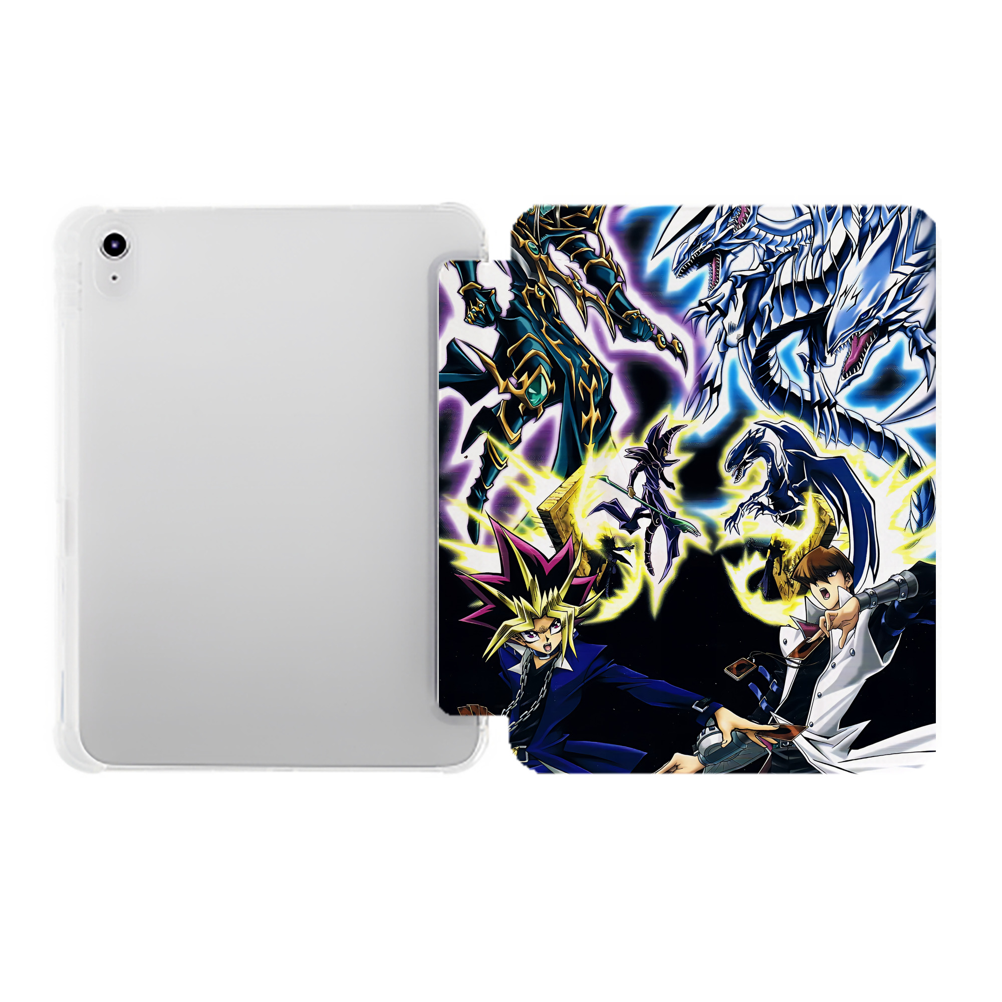 （画像用） 遊☆戯☆王 Yu-Gi-Oh! IPad ケース ペン収納付き 三つ折りスタンド PUレザー×シリコン 対応機種9.5/10.5/10.9インチ